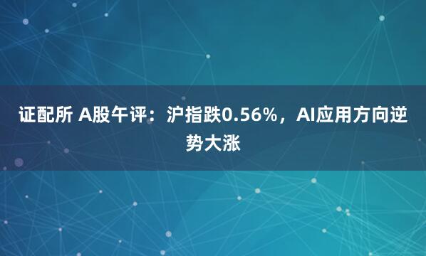 证配所 A股午评:沪指跌0.56%,AI应用方向逆势大涨